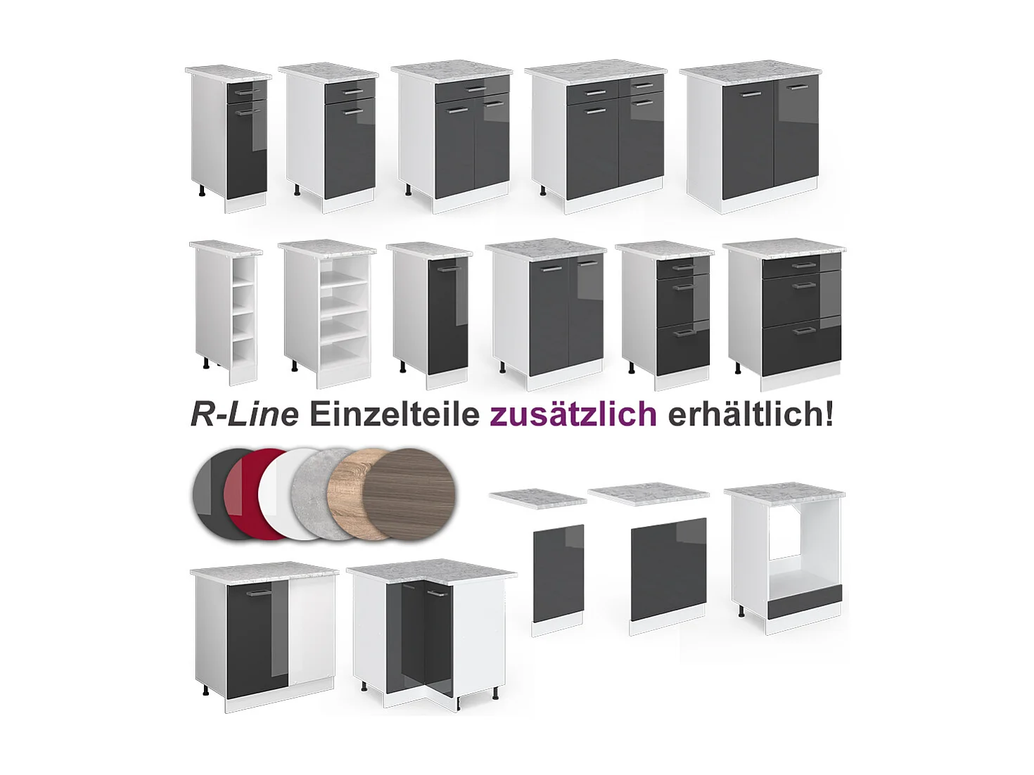 Cuisine dangle anthracite brillant/blanc 270x60x81.6 rick