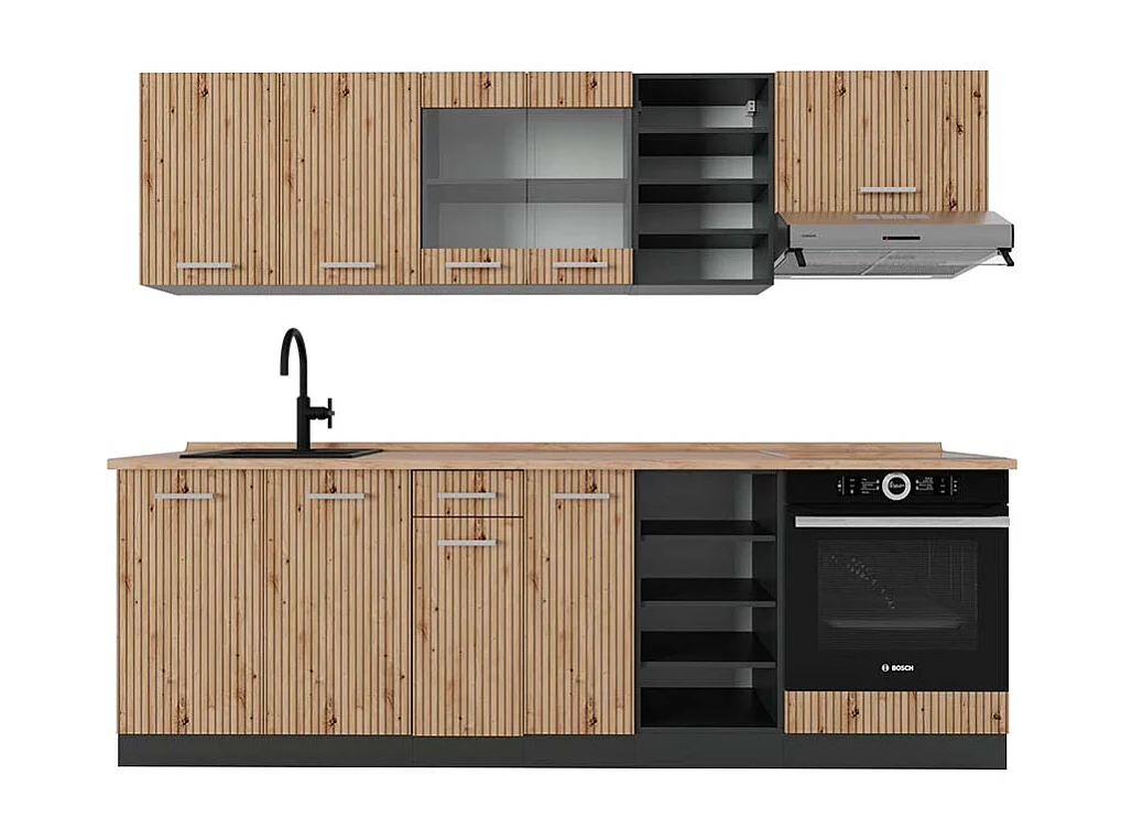 Complete keukeneenheid artisanaal eiken/antraciet 240x60x81.6 r-line