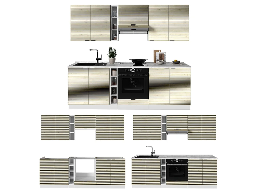 Mueble de cocina panel roble/blanco 235x60x81.6 fame-line