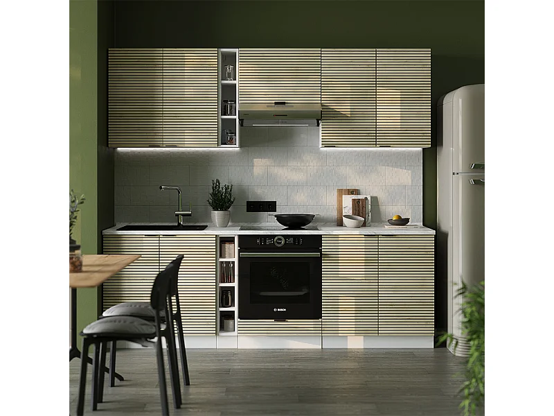 Cucina componibile pannello di quercia/bianco 235x60x81.6 fame-line