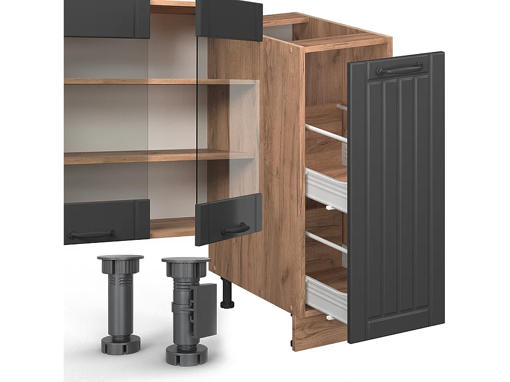 Mueble de cocina gris oscuro 280x46x81.6 fame-line