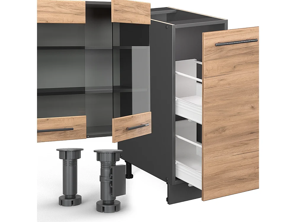 Cuisine chêne doré/anthracite 280x46x81.6 fame-line