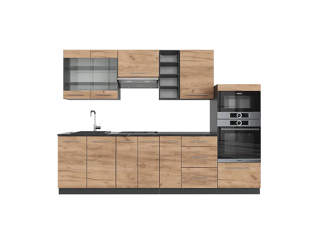 Cuisine chêne doré/anthracite 280x46x81.6 fame-line