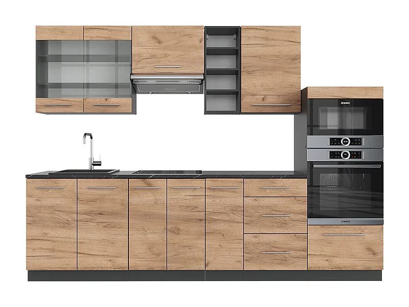 Cuisine chêne doré/anthracite 280x46x81.6 fame-line