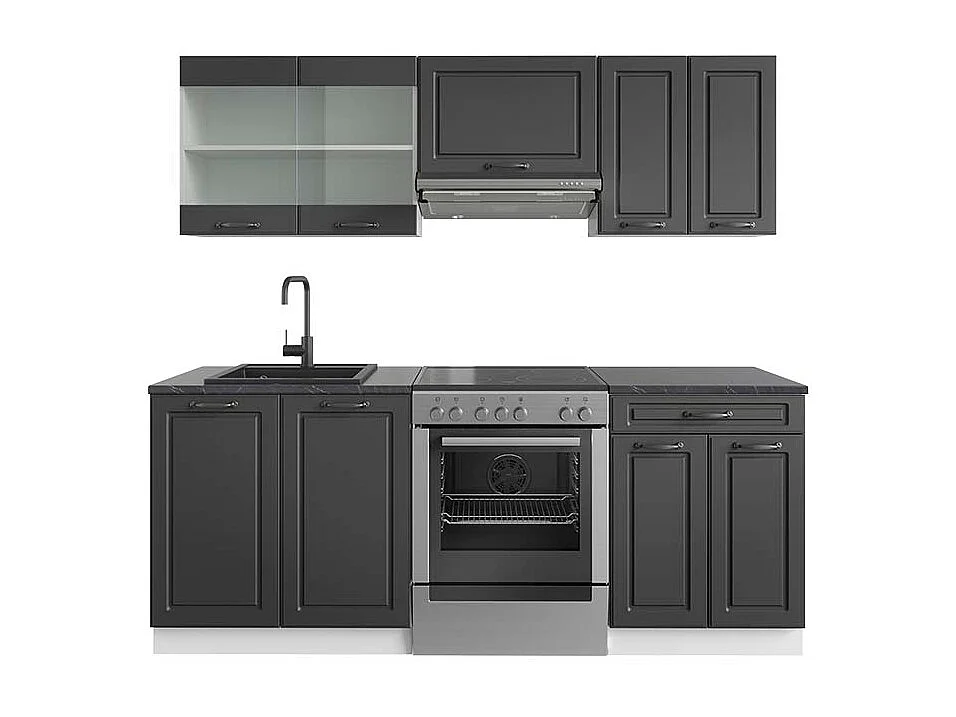 Mueble de cocina antracita casa de campo/blanco 200x60x81.6 r-line