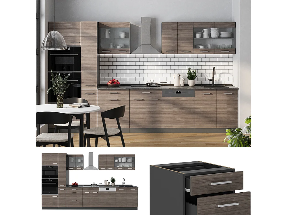 Cuisine gris noble/anthracite 350x46x81.6 r-line