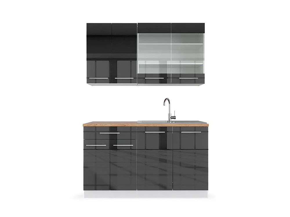 Singlekøkken antracit højglans/hvid 140x60x81.6 fame-line