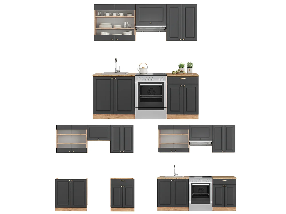 Pentry antracit lanthus/goldkraft ek 200x60x81.6 fame-line