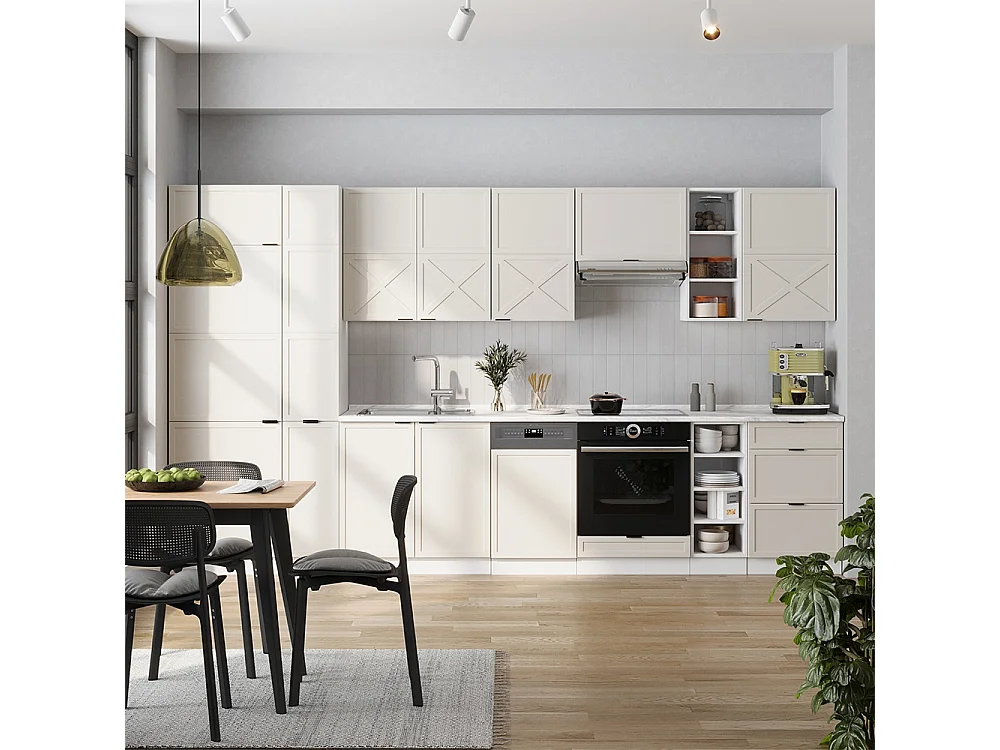 Mueble de cocina gris/beige/blanco 355x60x81.6 fame-line