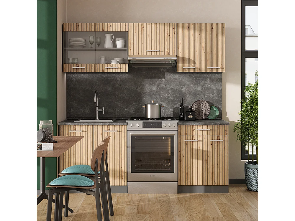 Küchenzeile artisan eiche/anthrazit 200x60x81.6 r-line