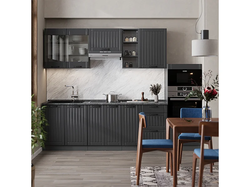 Mueble de cocina gris oscuro 280x60x81.6 fame-line