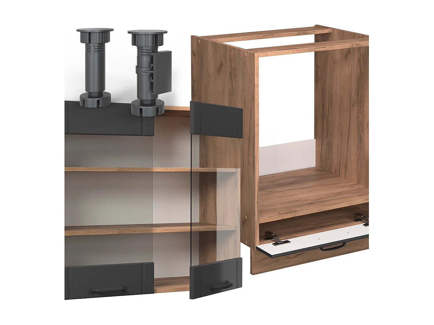 Cocina esquinera gris oscuro 190x46x81.6 fame-line