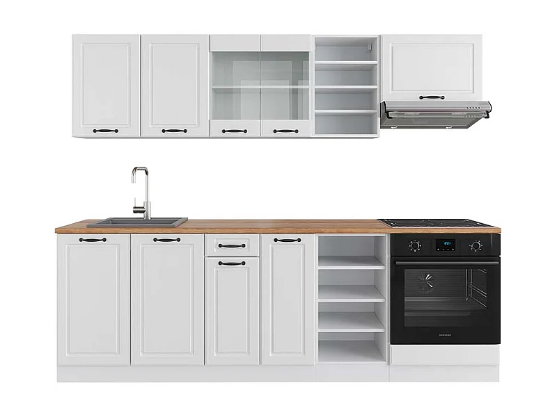 Complete keukeneenheid wit landhuis/wit 240x60x81.6 r-line