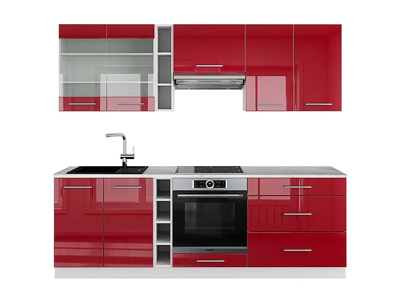 Cuisine bordeaux haute brillance/blanc 235x60x81.6 fame-line