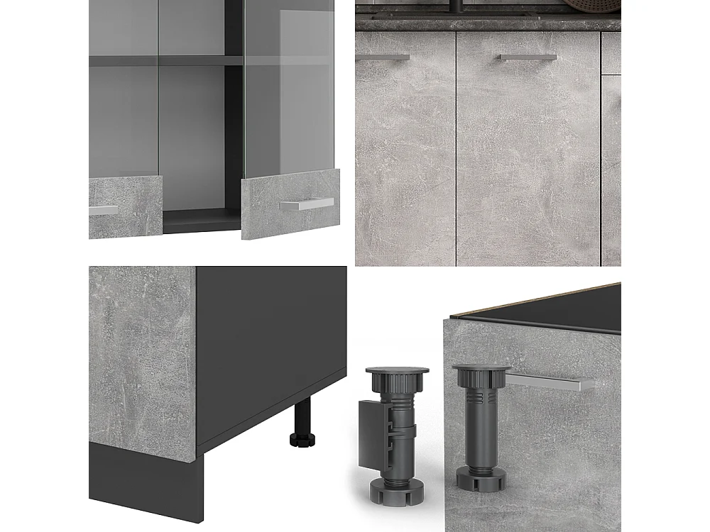 Singlekøkken beton/antracit 140x60x81.6 r-line
