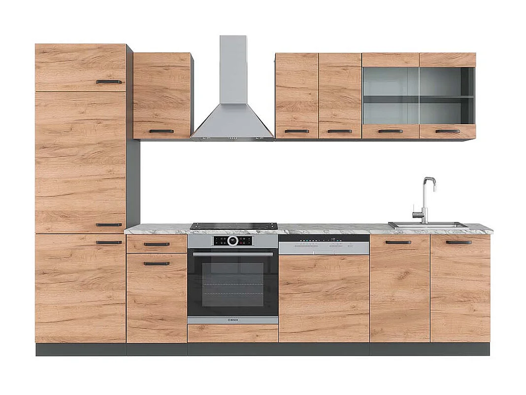 Cuisine chêne doré/anthracite 300x60x81.6 r-line