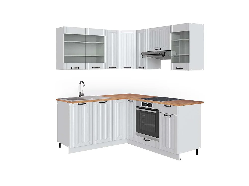 Cucina angolare completa casa di campagna bianca/bianco 190x60x81.6 fame-line