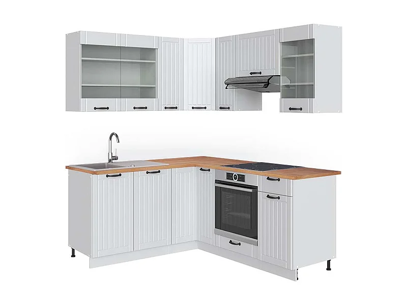 Eckküche weiß landhaus/weiß 190x60x81.6 fame-line