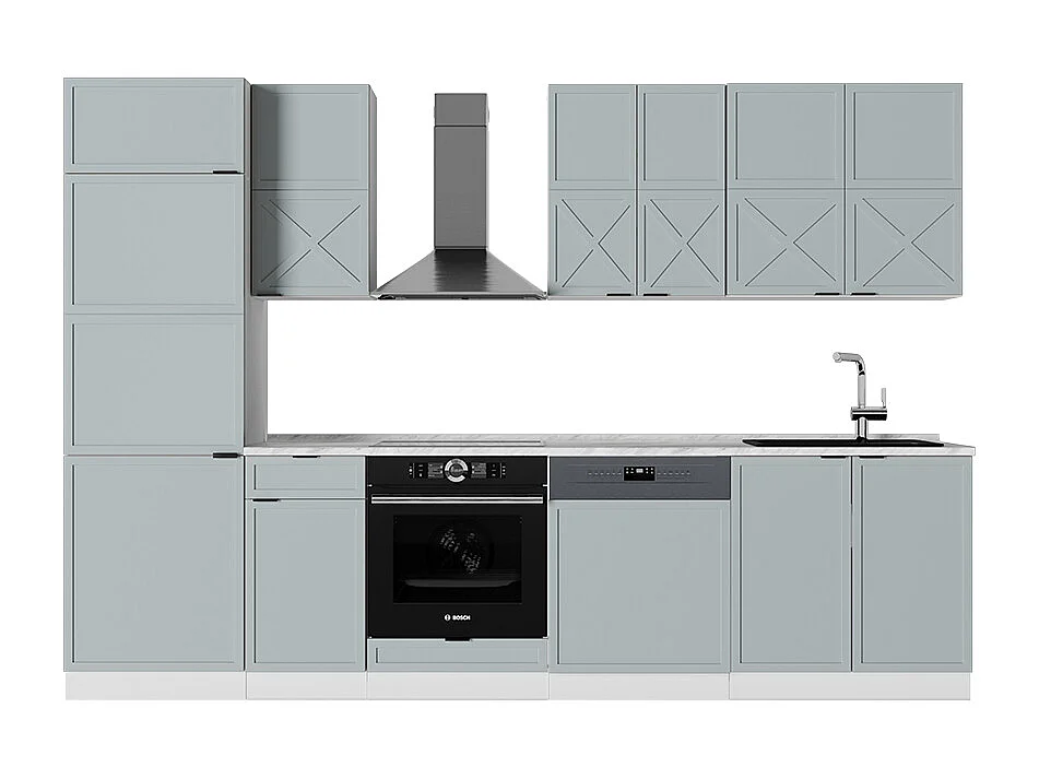 Cuisine bleu clair-gris/blanc 300x60x81.6 fame-line