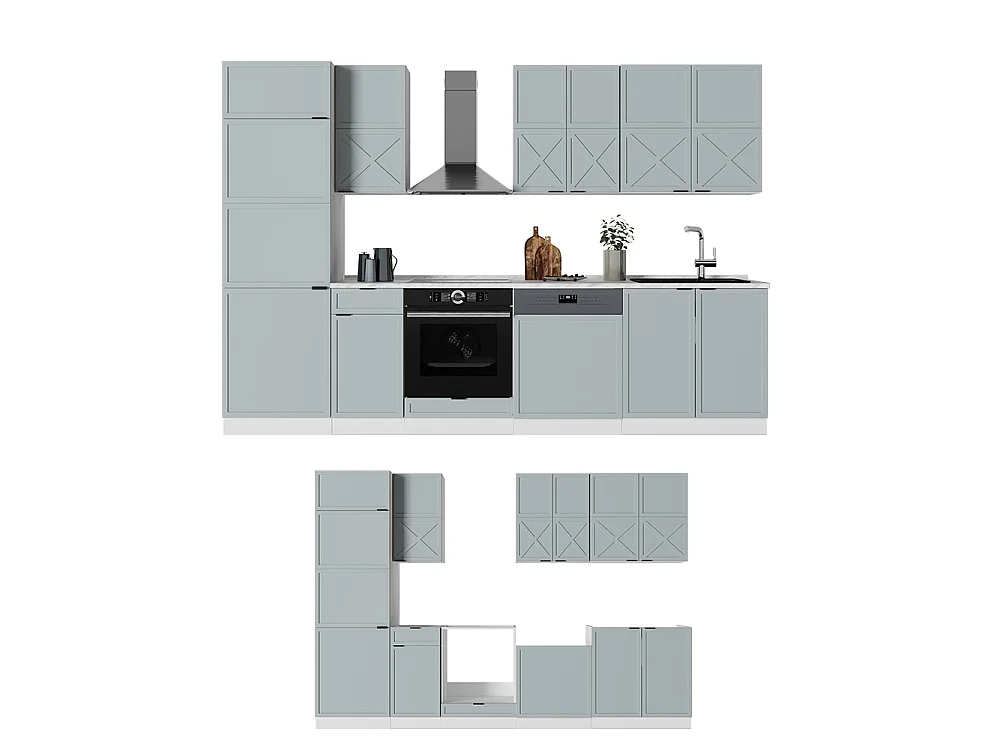 Mueble de cocina azul claro-gris-blanco 300x60x81.6 fame-line