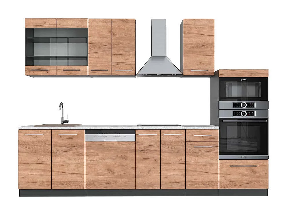 Cuisine chêne doré/anthracite 300x60x81.6 fame-line