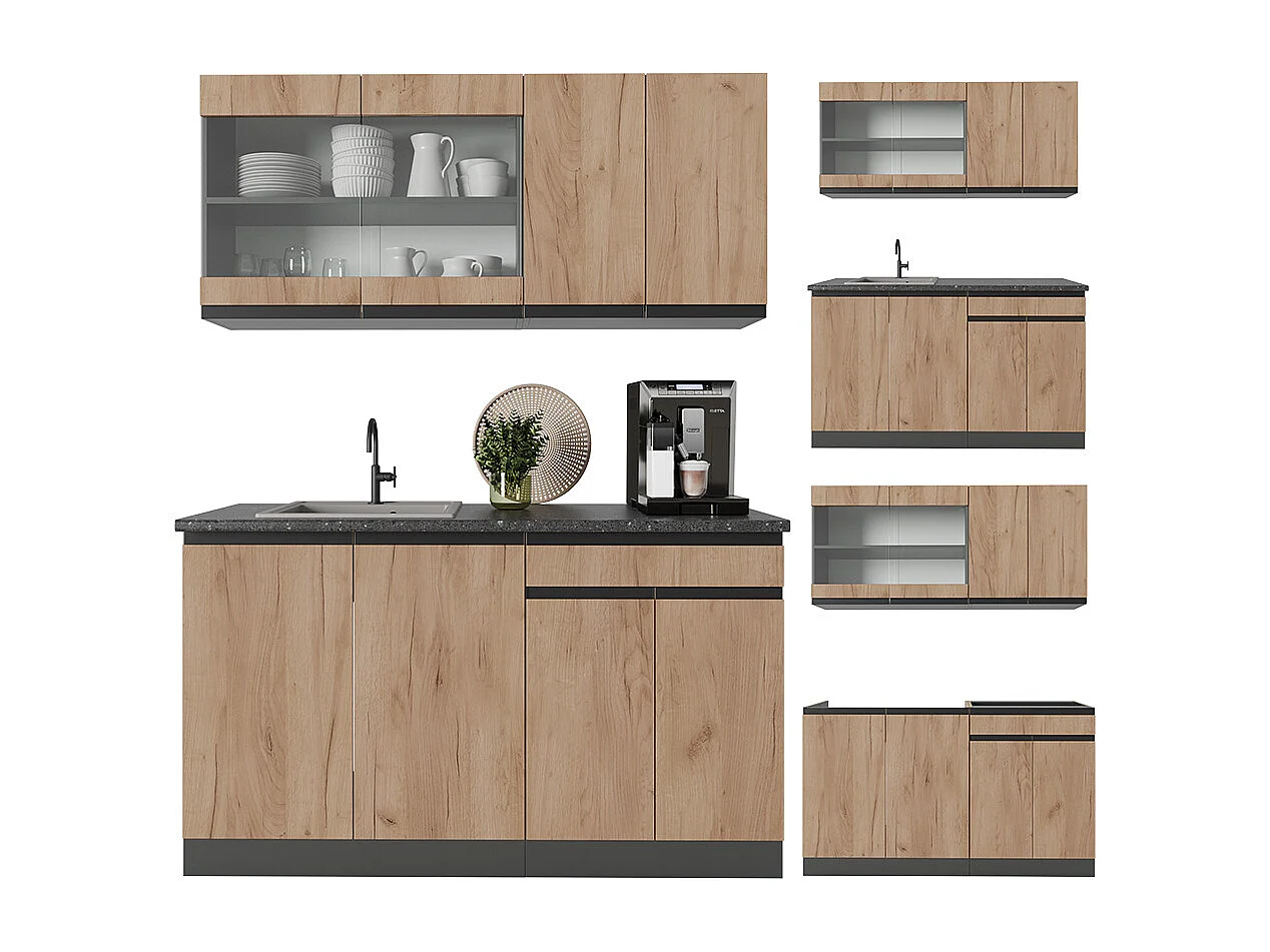 Cocina para solteros oro power roble/antracita 140x46x81.6 r-line