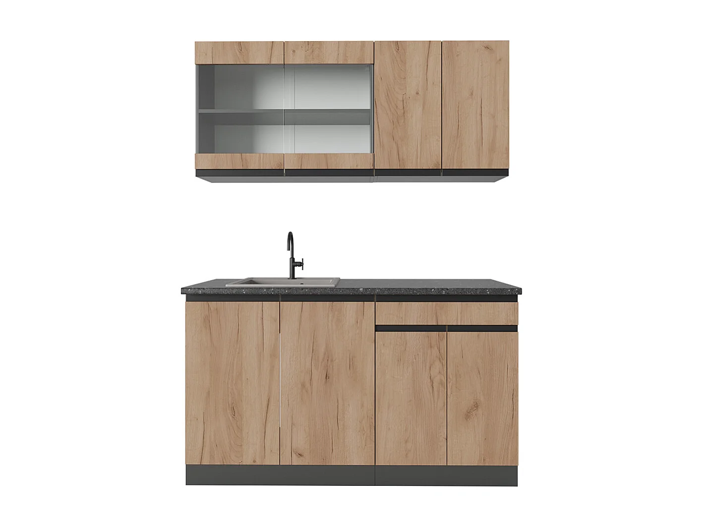 Cuisine chêne doré/anthracite 140x46x81.6 r-line