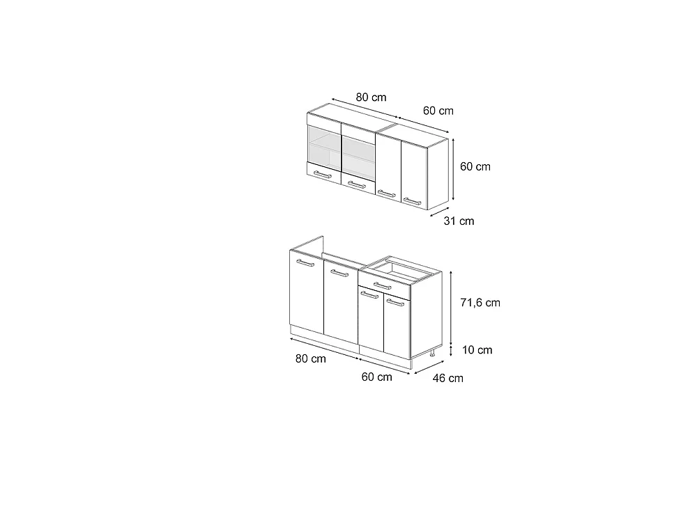 Cuisine blanc campagne/blanc 140x60x81.6 r-line