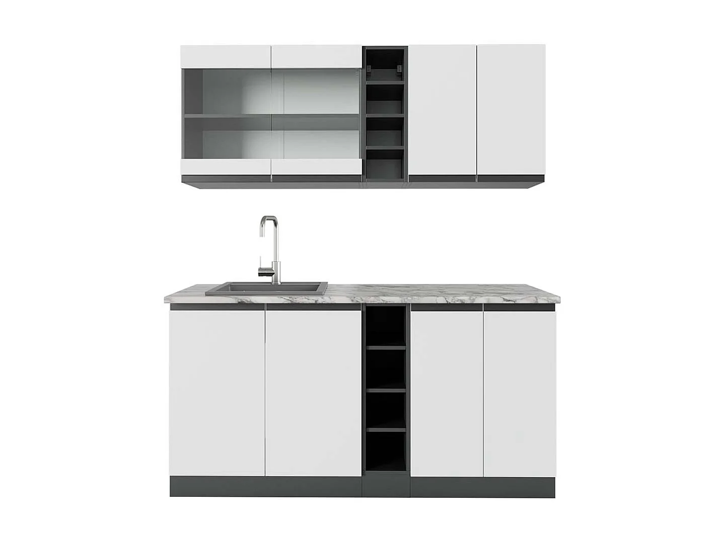 Cuisine blanc/anthracite 160x60x81.6 r-line