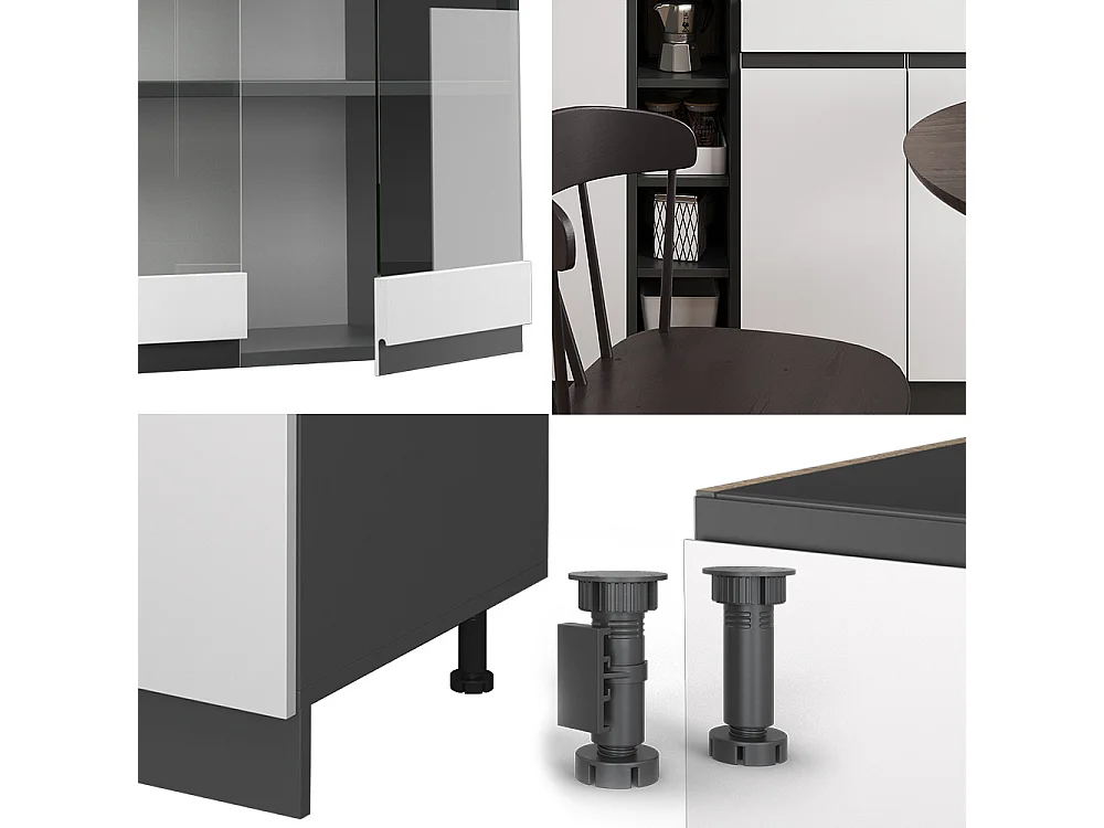 Singleküche weiß/anthrazit 160x60x81.6 r-line