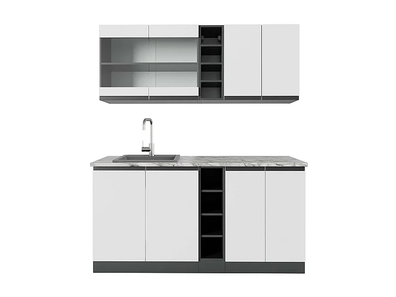 Cuisine blanc/anthracite 160x60x81.6 r-line