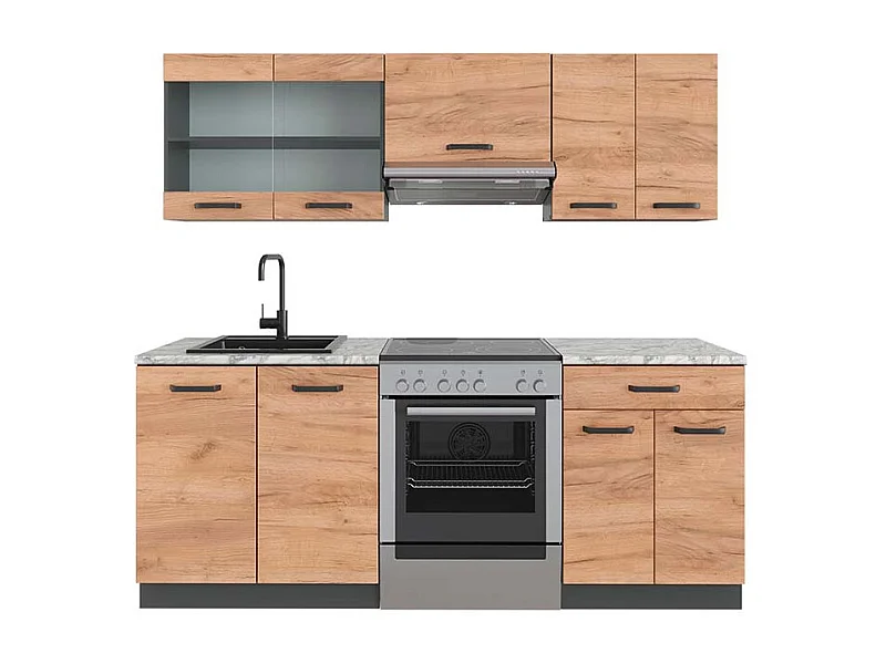 Kitchenette carvalho goldkraft/antracite 200x60x81.6 r-line