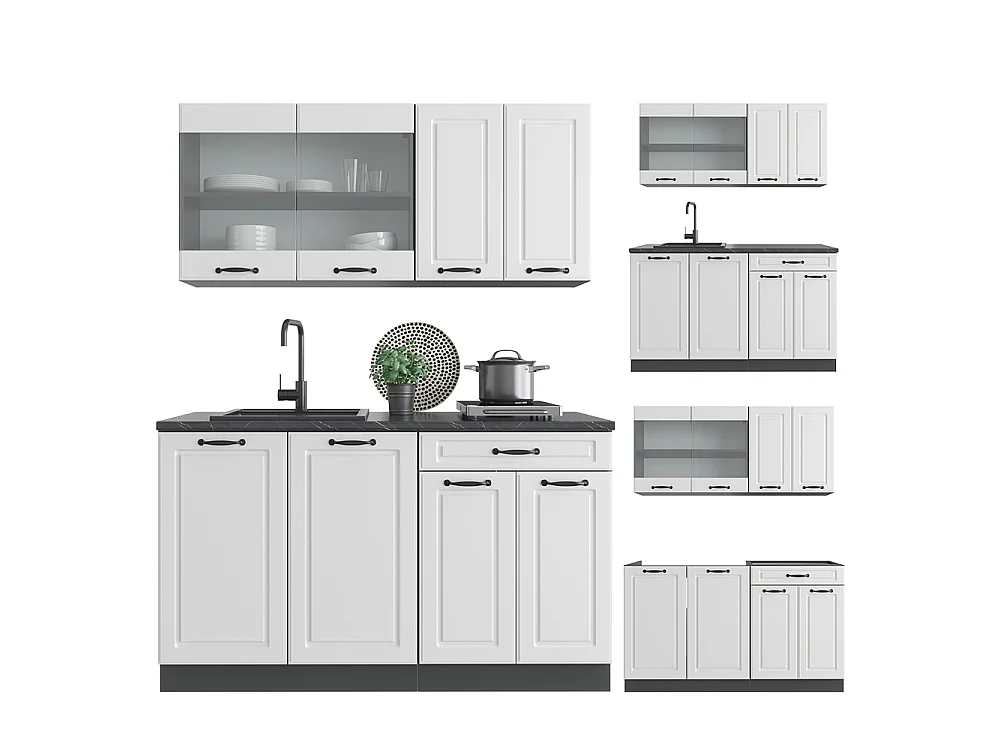 Cocina versátil casa de campo blanca/antracita 140x60x81.6 r-line