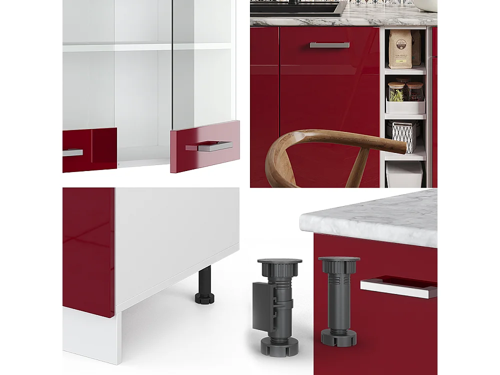 Cuisine rouge brillant/blanc 160x60x81.6 r-line
