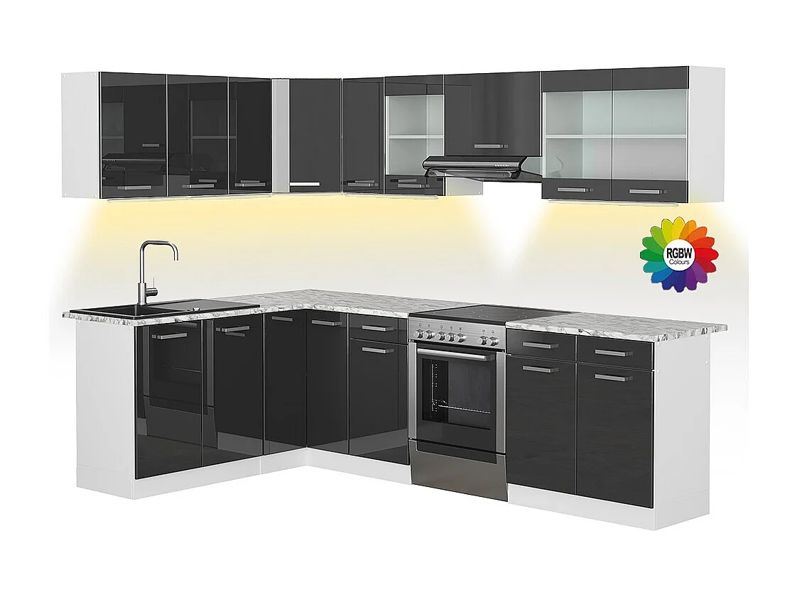 Cuisine dangle anthracite brillant/blanc 270x60x81.6 rick