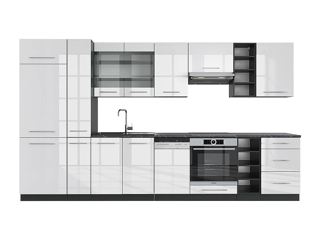 Cuisine blanc brillant/anthracite 355x46x81.6 fame-line