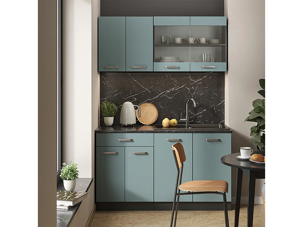 Cuisine bleu-gris/anthracite 140x60x81.6 r-line