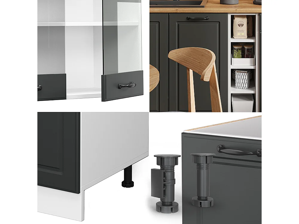 Cozinha individual casa de campo antracite/branca 160x60x81.6 r-line