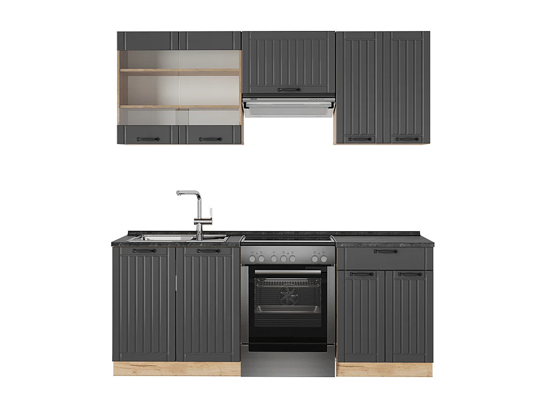 Mueble de cocina gris oscuro 200x60x81.6 fame-line