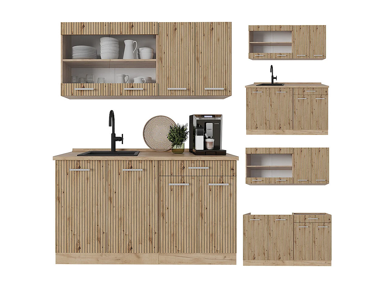 Küchenzeile artisan-eiche/goldkraft eiche 140x60x81.6 r-line