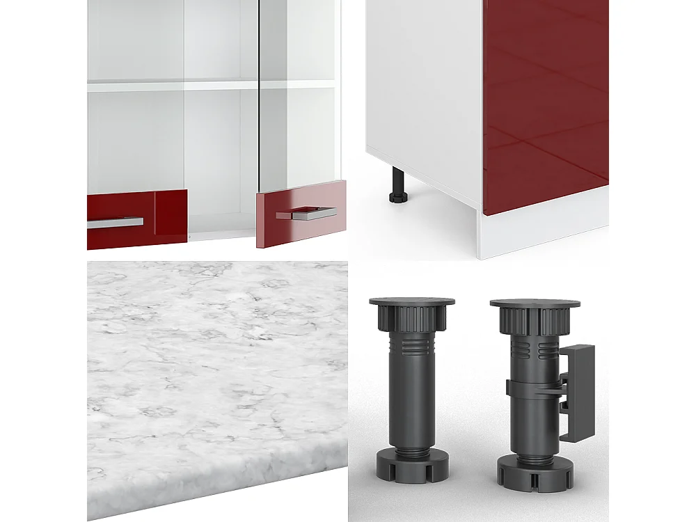 Cuisine rouge brillant/blanc 300x60x81.6 r-line