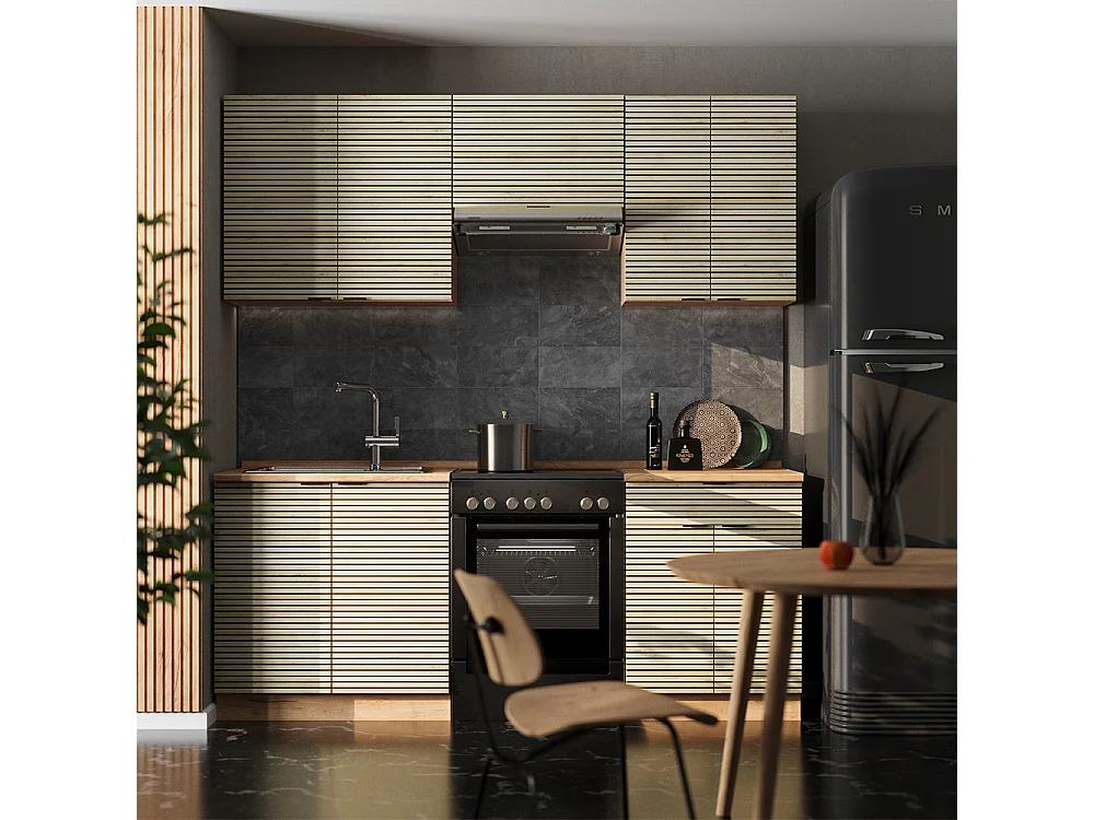 Mueble de cocina panel de roble/roble goldkraft 200x46x81.6 fame-line
