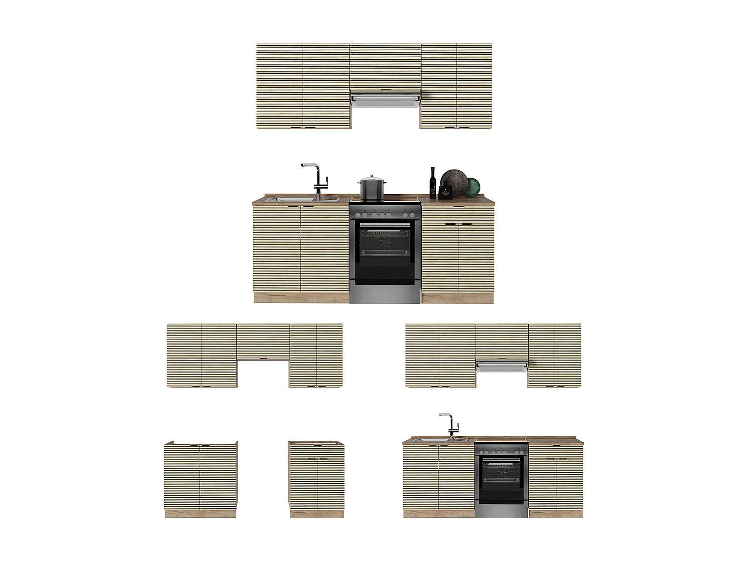 Mueble de cocina panel de roble/roble goldkraft 200x46x81.6 fame-line