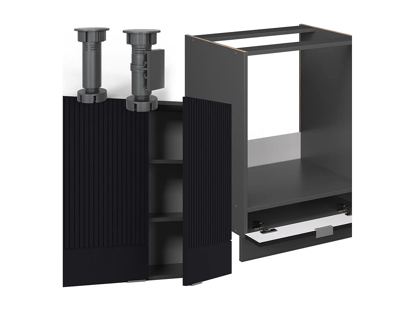Cuisine en angle noir rayé/anthracite 190x46x81.6 fame-line