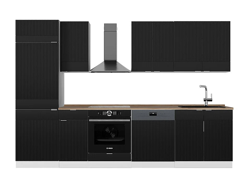 Cuisine noir rayé/blanc 300x60x81.6 fame-line