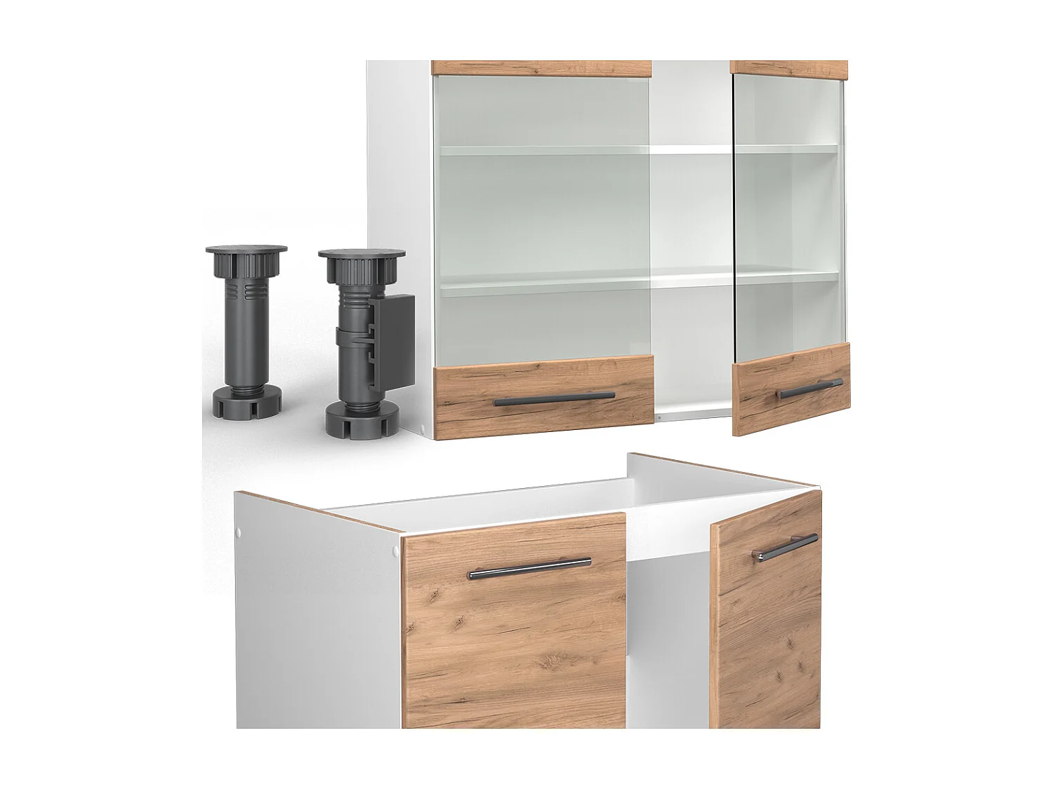 Mueble de cocina oro potencia roble/blanco 200x46x81.6 fame-line