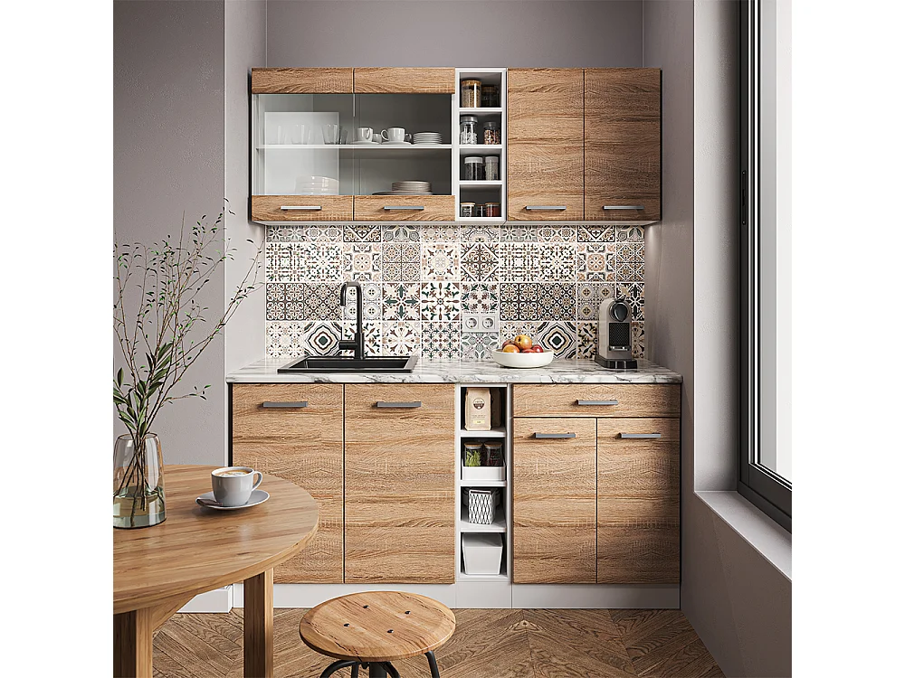 Cucina completa sonoma/bianco 160x46x81.6 r-line