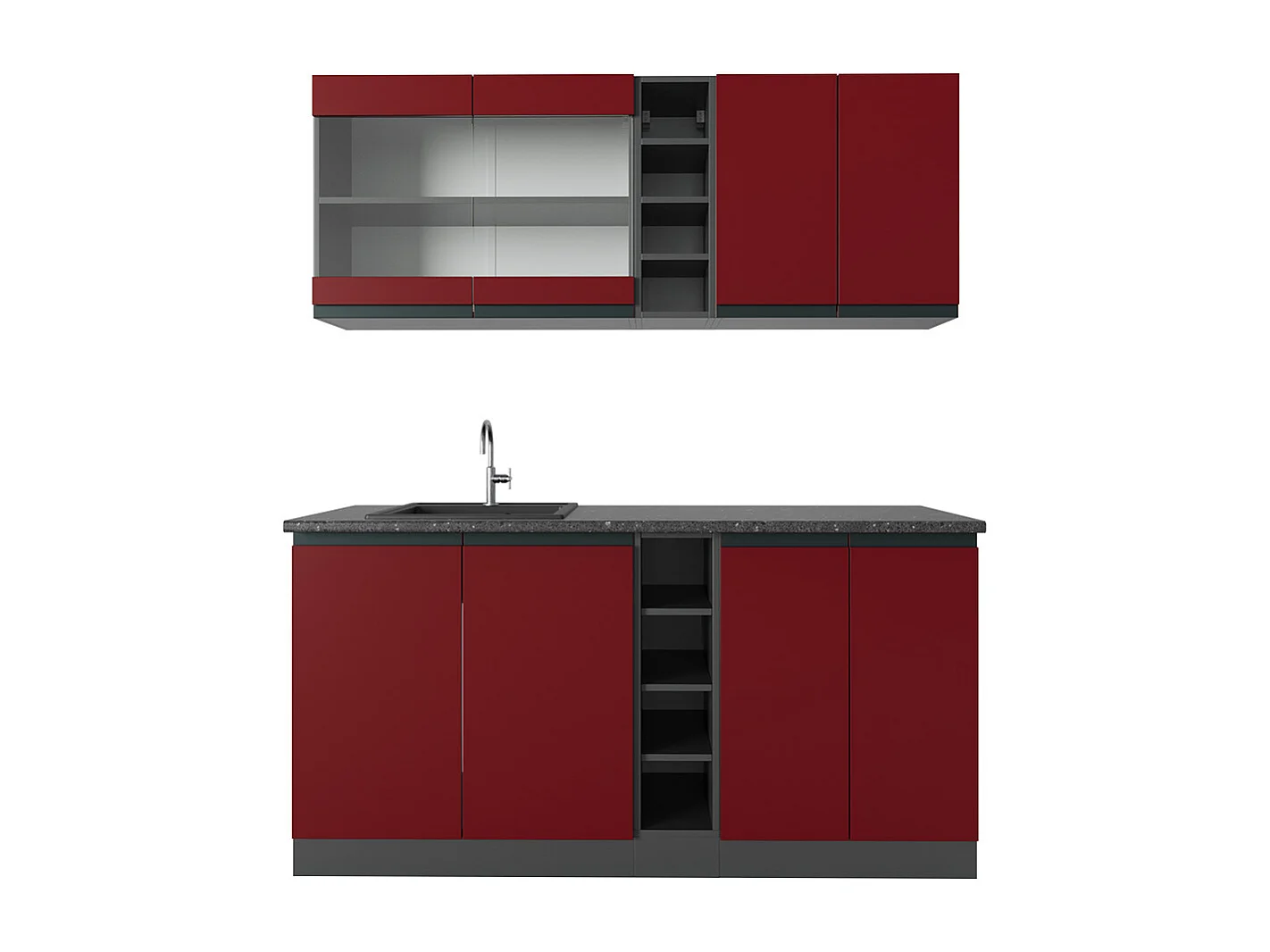 Cocina para solteros rojo/antracita 160x46x81.6 r-line