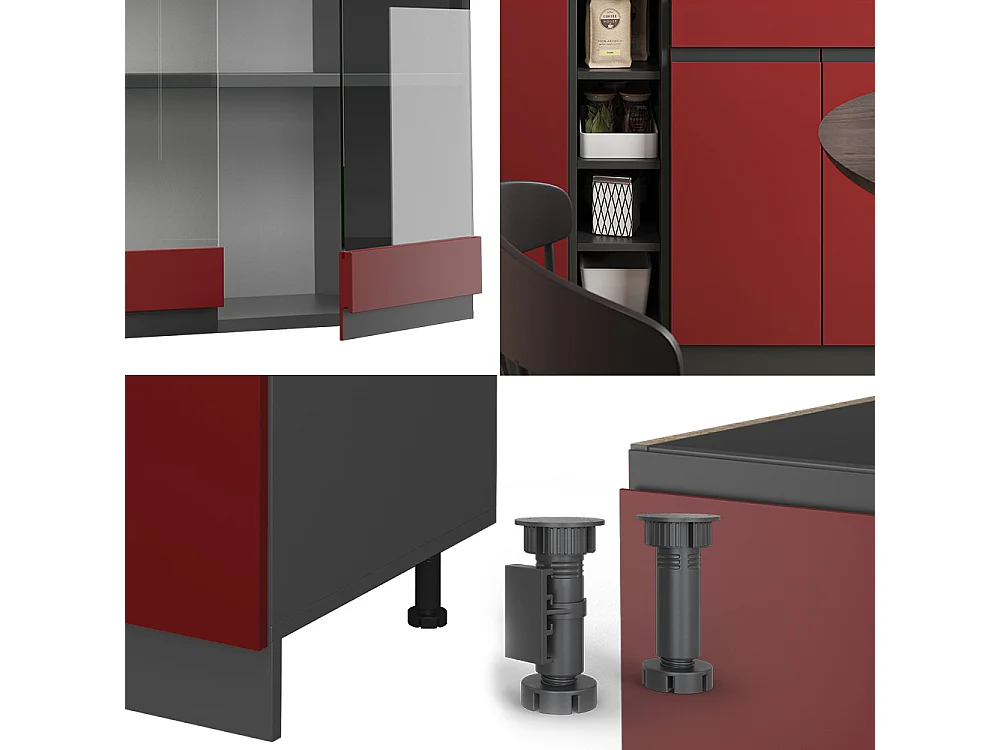 Cocina para solteros rojo/antracita 160x46x81.6 r-line