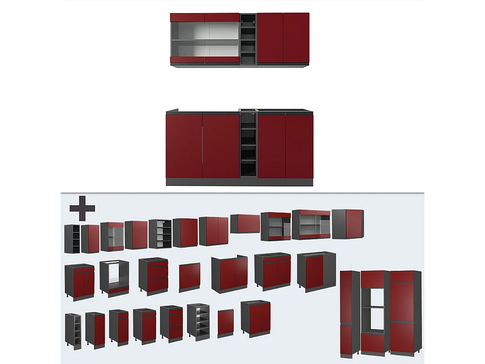 Cuisine rouge/anthracite 160x46x81.6 r-line